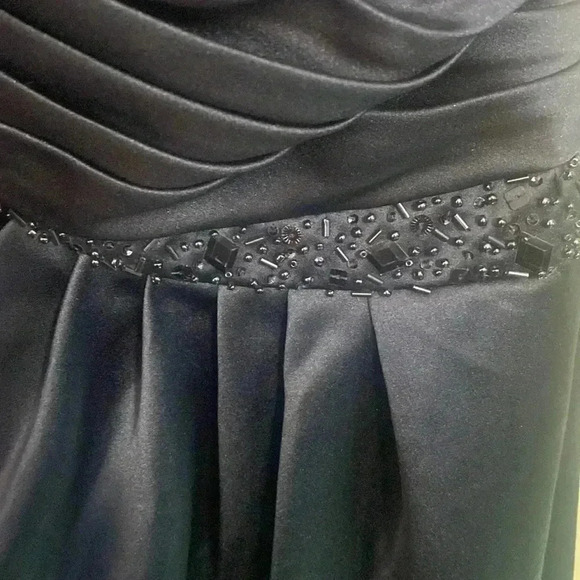 David’s Bridal Satin A-Line Draped Beaded Gown - Picture 4 of 7